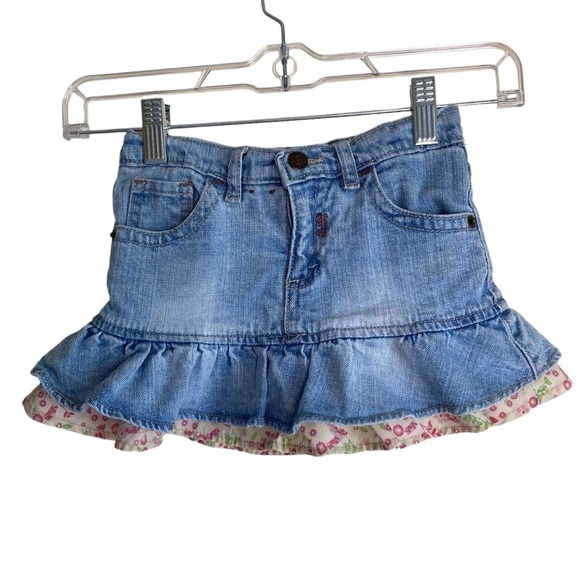 Levi's Ruffled Floral Denim Skirt w Built-in Shorts Toddler Girl's 2T - Picture 1 of 16